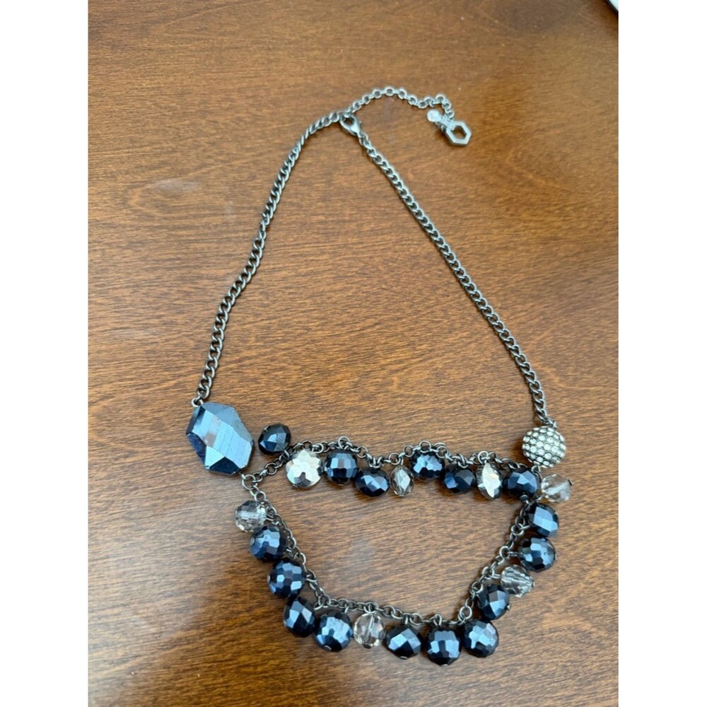 Simply Vera Vera Wang Beaded Statement Necklace Gunmetal Black Cluster